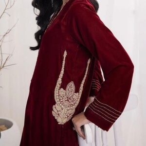 Velvet embroidered dress